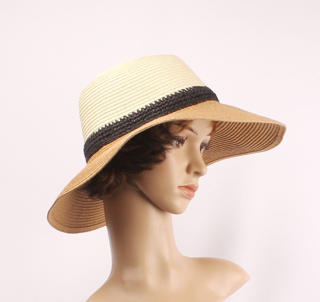 HEAD START  braid  hat w blk band brown brim  Style: HS/1437BRN image 0